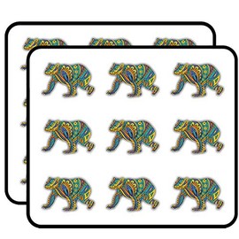 Bear Animal Doodle Waves Pattern Art Decor 2" Each Sticker for Scrapbooking, Calendars, Arts, Kids DIY Crafts, Album, Bullet Journals 18 Pack