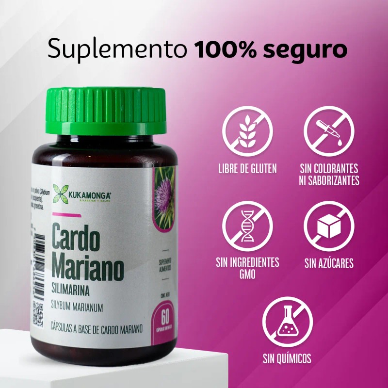 Silimarina (cardomariano) 60 Caspulas, Higado Saludable Sin Sabor