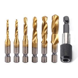 NIYATA Tap 1/4 Inch HSS M3-M10, Tap Cutter Set M3, M4, M5, M6, M8, M10, Tap 1/4 Inch Hex Shank, Supplied with a Conversion Chuck, Cutting Soft Metals