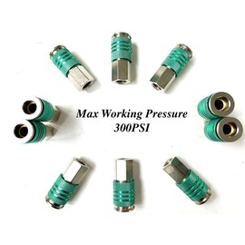 SANFU Acoplador industrial hembra de acero de 1/4 pulgadas, diseño de bloqueo automático, accesorios de manguera de aire de rosca hembra de 1/4 pulgadas, conector rápido acoplador de aire con funda de