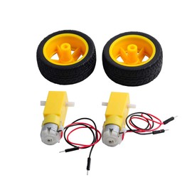 Geekstory 4PCS DC Gearbox Motor TT Motor 200RPM with Leads + 4PCS 1:48 Tire Wheel Anti-interferen DC 3-6V for Arduino Smart Car DIY Robot Toy RC Car (2Pin Male Connector Wire)