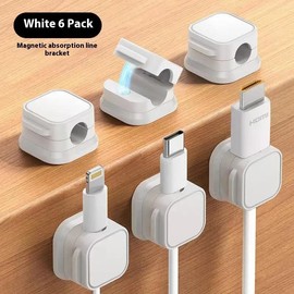 6 Pack Magnetic Cable Organizer Clips – Adjustable Cord Holder for Desk, Wall, Nightstand, Car – Adhesive Wire Management for USB, Charging, Power Cables – Under Desk Cable Organizer by BetterVive