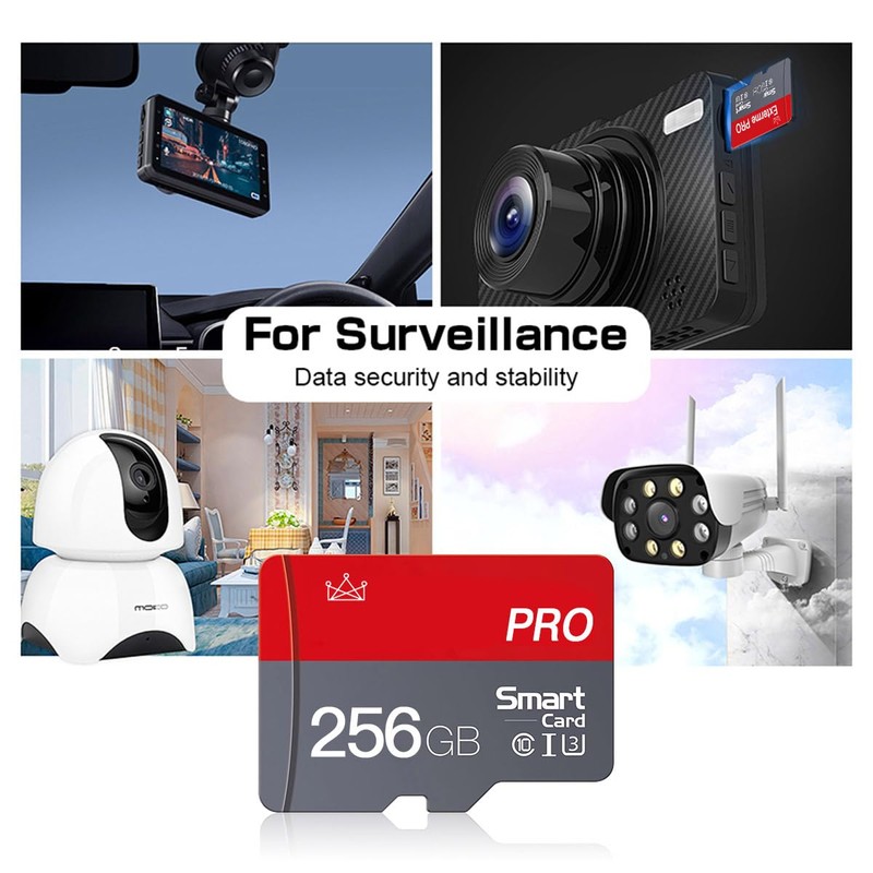 256GB Micro SD Card Class 10 Memory Cards with SD