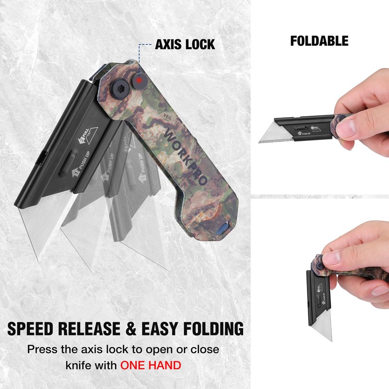 WORKPRO EDC Folding Utility Knife, Mini Box Cutter with Quick