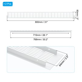 PATIKIL 31 x 3 Inch Door Air Vent Cover, 2 Pcs Heavy Duty Aluminum Grille Ventilation Cover Louvered with Mounting Screws for Cabinet Wardrobe Door, Silver