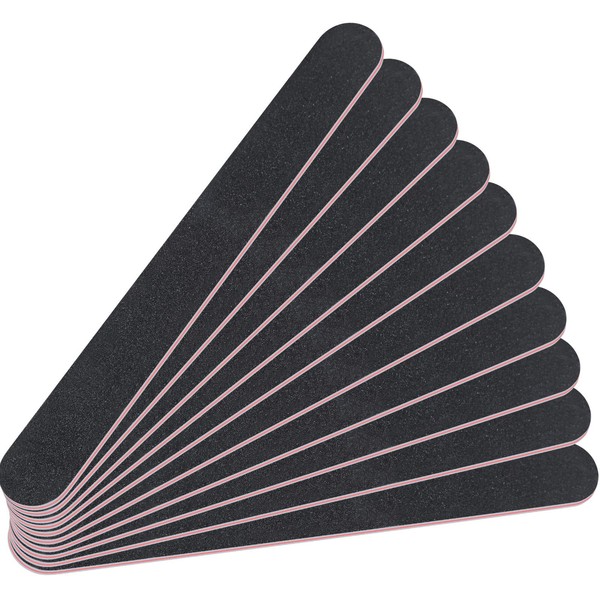 10 Pieces Nail Files Set Double-Sided 100/180 Grit Emery Board Nail Buffer File Fingernail Files Manicure Tools for Home and Salon Nail Care and Styling, Black