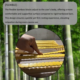 NUIBY Natural Bamboo Sauna Backrest, More Flexible Than Wood, Better Fits Your Back, Features Anti-Slip Rubber Pad. Sauna Accessory Set (1 Pack)