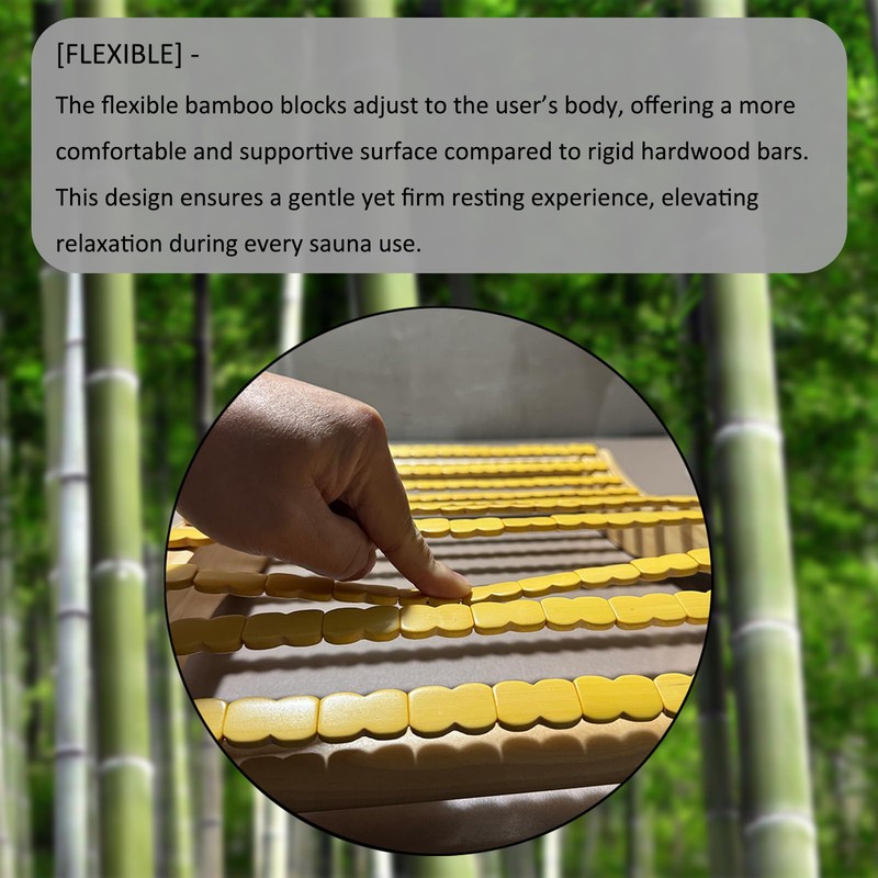 NUIBY Natural Bamboo Sauna Backrest, More Flexible Than Wood, Better