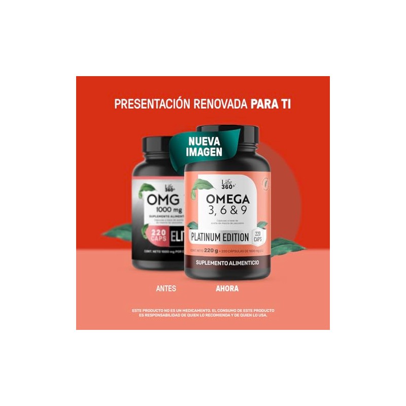 LIFE 360+ Omega 3, 6 y 9 Platinum 1000mg |
