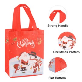 BOENFU Christmas Gift Bags, Pack of 12 Non-Woven Christmas Bags with Handles, Reusable Christmas Gift Bags, Christmas Gift Bags for Xmas Party