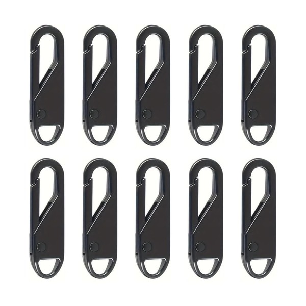 10pcs Black Metal Zipper Pulls Durable Replacement Zipper Tabs for