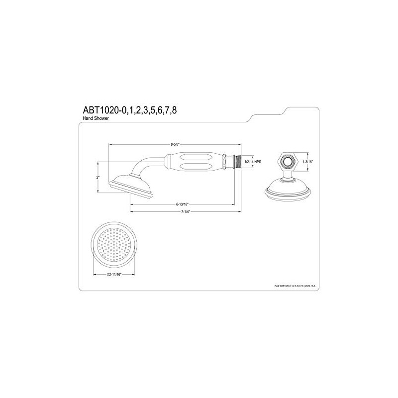 Kingston Brass ABT1020-1 Vintage Single Function Round Hand Shower in