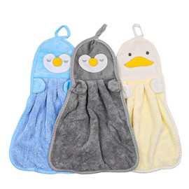 POFET Hand Towels Set,3PCS Kitchen Hand Towel Cute Coral Velvet Hand Towel Super Absorbent Towel for Bathroom Kitchen