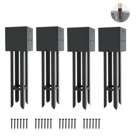 4 Pcs 4”x4“ Concrete Post Anchor,(Actual 3.6"x3.6") Wet Concrete Foundation Post Base Holder Support for Fence, Deck,Railing, Pergola Wood Post Bracket Anchor