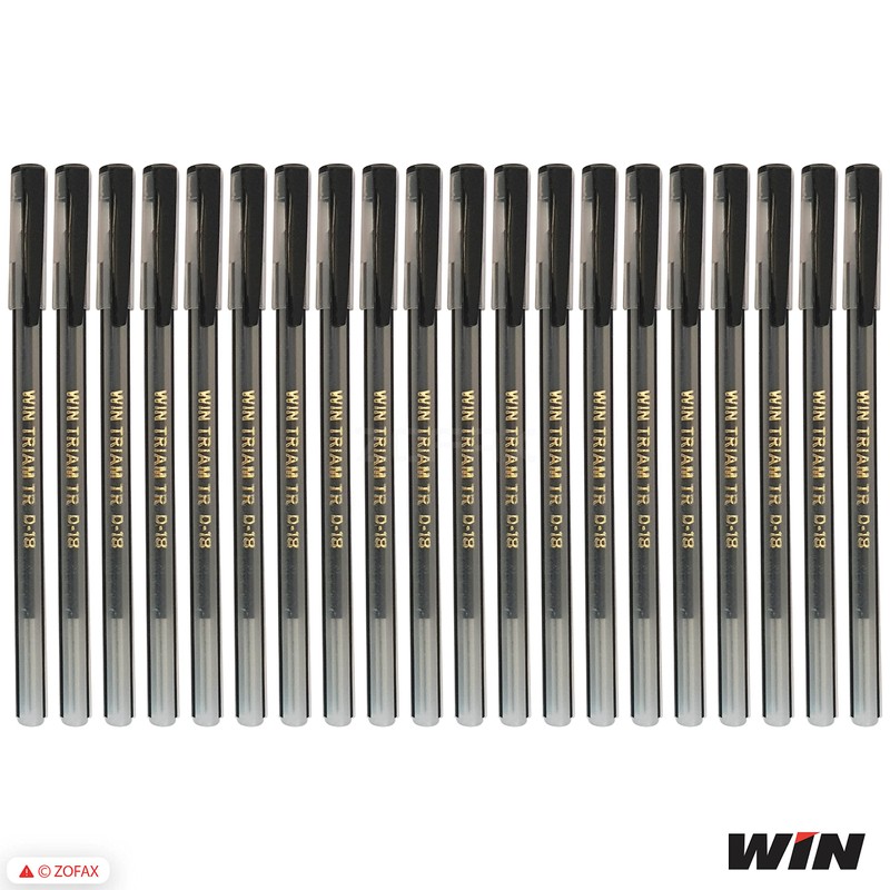 WIN 20 x 0.7mm Ball Pen Triam BLACK Smooth Ballpoint