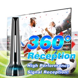 2025 Digital TV Antenna for Smart TV - Indoor HDTV Antennas, 300+ Miles Range, Supports 8K 4K 1080p TVs, Strongest Reception for Local Channels - Includes 8.2ft Coax Cable (Silver Grey)