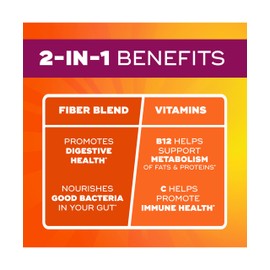 Metamucil Fiber Gummies for Adults with Vitamins C, D, B12 for Metabolism, No Sugar Added Citrus Berry Flavor, 5g Plant Based Prebiotic Fiber Supplement Blend, 120 Count