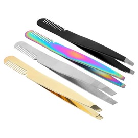 Ipetboom 4pcs Professional Eyebrow Tweezers Precision Stainless Steel Facial Hair Remover for Women Lightweight Travel and Gifting Rose Gold and Black Options