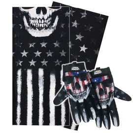 USA Skull Glove/Face Mask Bundle X-Large White/Black