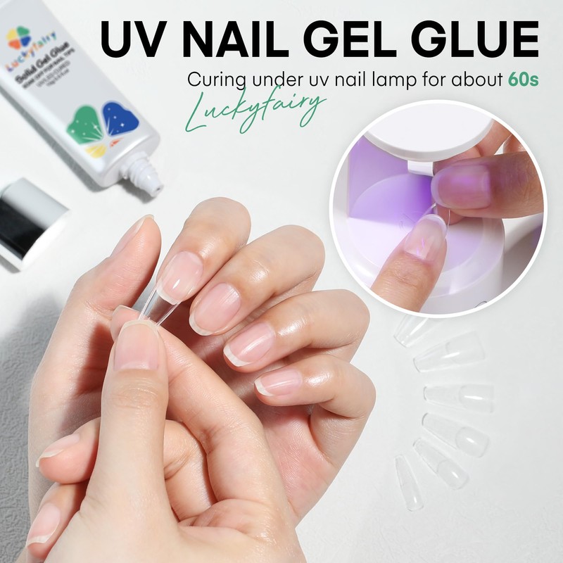 Luckyfairy Nail Glue Gel for Nail Tips, Super Strong Solid