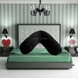 Teddy Fleece V Pillowcase V Shape Pillowcase Cover Orthopaedic Fleece Soft Warm Nursing Maternity Pregnancy Pillow Case (Black)