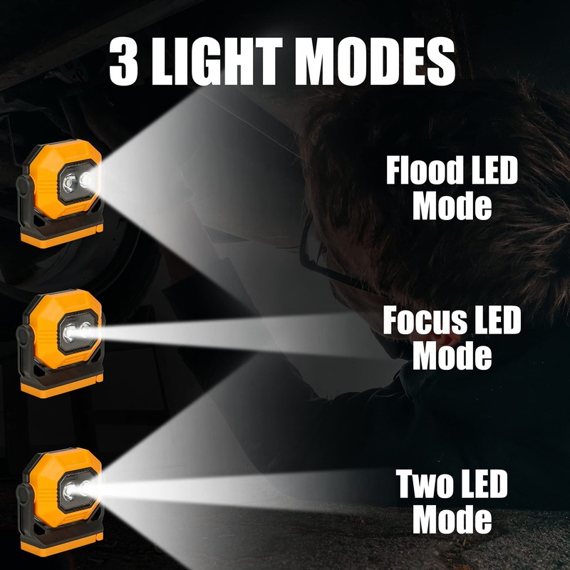 LED Rechargeable Work Light, 1500LM Portable COB Magnetic Lights with