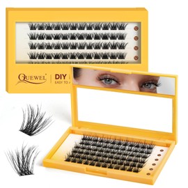 QUEWEL Lash Clusters 72Pcs Eyelash Clusters 12mm 3D DIY Lash Extensions Soft and Fluffy Cluster Lashes Easily Create Natural Effects At Home(LTM01-12mm)