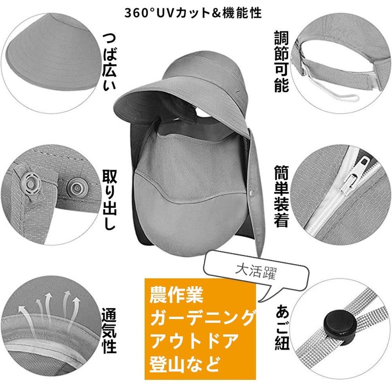 Ksakura Gardening Hat, Women's, UV Protection, Sun Visor, Farming Work
