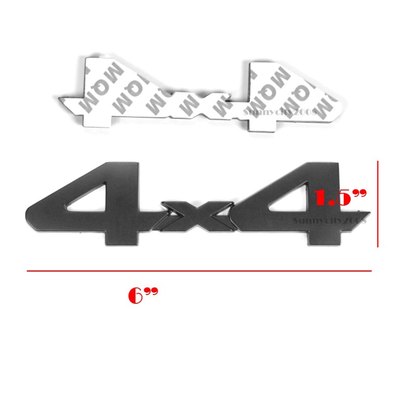 4X4 6" x 1.5" 3D Metal 4X4 Matt Black Emblem