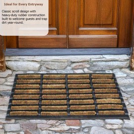 Gardenised Shoe and Boot Scraper Mat with Tray Coir Bristles Built-in Wire Brush and Non-Slip Rubber Base for Mud Dirt and Debris Removal at Entryway Patio Porch Worksite and Garage Entrance, 18x30