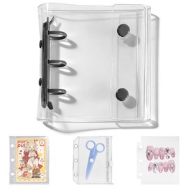 Seal Notebook, A8 Binder, 3-Hole, Transparent [20 Refills, 2 Zippered Pockets, 2 Underlay] PP Sheet, Card Pocket, Sticker Mount, Notebook, Pre-Notebook, Card Sleeve, Transparent Sticker Notebook