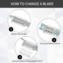 3 Pieces Hair Cutter Comb Double Sided Hair Razor Comb Hair Thinning Comb Hair Styling Razor Combs with 10 Pieces Replacement Blade, Hair Shaper Razor with Comb for Hair Thinning Cutting Styling