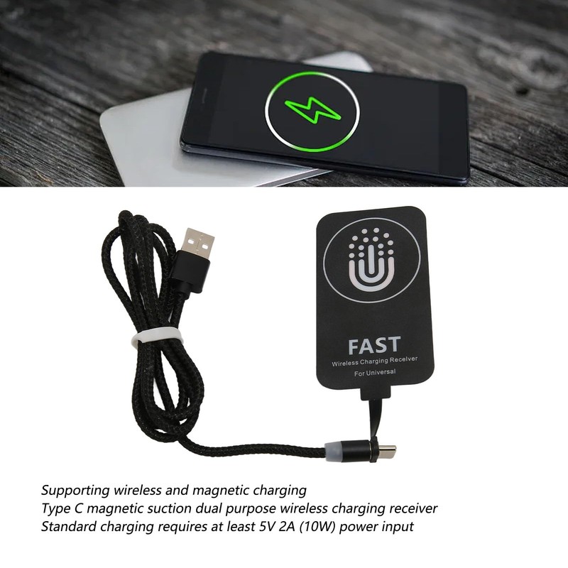 Type C Wireless Charging Receiver, 5V 2A Magnetic Suction Thin