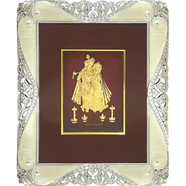 Om Shri Om Gold Leaf Picture in Frames Krishna and Radha 12"x10"