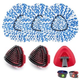 Mop Heads Replacements for O-Cedar RinseClean 2-Tank Spin Mop, Mop Replace Head for O Cedar, Spin Mop Heads for Ocedar Includes 3 Pack Mop Refills, 2 Upgrade Scrub Brush, 1 Mop Base for O-Cedar Mop
