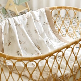 GRSSDER Cotton Muslin Quilt Blanket - Silky Soft and Breathable Baby Blanket Quilt, Oversized Muslin Blankets for Newborns, Toddlers & Kids, 6 Layers Reversible Design for All Seasons, 40" x 50"