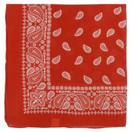 RED X 100% Cotton XL Paisley Bandana (25"x 25") Lightweight