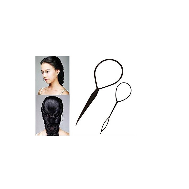 1Set(2pcs) Black Plastic Magic Hair Braid Ponytail Maker Clip Tool