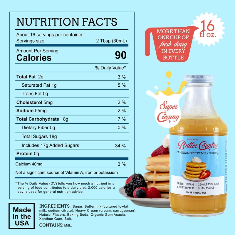 Uncle Bob's Butter Country Original Buttermilk Syrup for Pancakes and