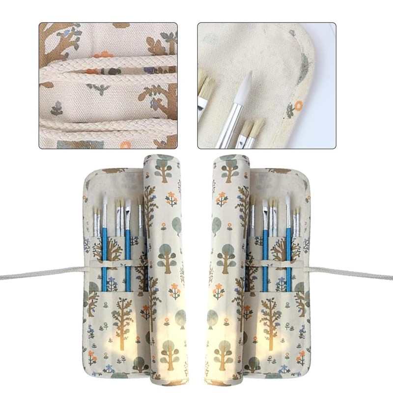 SHENIAFC Paint Brush Holder Storage 20 Slots,Art Brush Roll Canvas