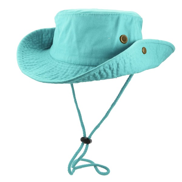 Gelante 100% algodón lavado a la piedra ajustable cubeta Safari Boonie sombrero de sol, Agua, S-M