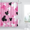 BIYSUC Pink Mouse Head Shower Curtain Black and White Children