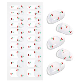 JMEOWIO Nagelfolie UV Härtend Kirschrote French Tip UV Gel Nail Strips Nagelsticker Nagelaufkleber Nail Art Dekoration Nageldesign Zubehör