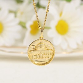 Leaocean Dome of the Rock Necklace - Palestine Al Aqsa Dome Of The Rock Necklace Palestine Necklace Jewellery Muslim Ramadan Gift Eid Gift Islamic Jewellery, 14K gold plating, No Gemstone