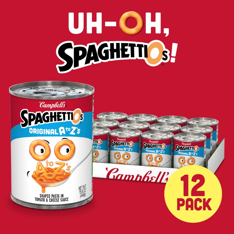 SpaghettiOs Original A to Z's Canned Pasta, Healthy Snack for