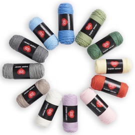 Red Heart Super Saver Yarn Super Craft Kit Pastels, with 12 Pack of 50g/1.7 oz. 4 Medium Worsted Yarn for Knitting & Crocheting, 12 Colors, Perfect for Chunky Sweaters, Blankets, Amigurumi