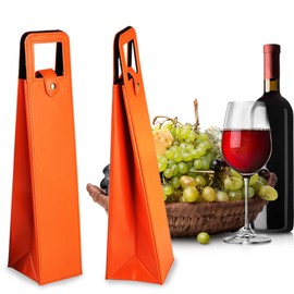 Wine Champagne Gift Bag, Reusable Leather Wine Tote Carrier Bag Box Holder, Leather Wine Bottle Packag Bag, Classic Single Bottle Gift Bag, wine Accessory Sets (Yellow wine bag)