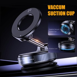 Zenrich Soporte magnético para teléfono de coche, soporte giratorio con ventosa al aspiradora, soporte para teléfono celular, 360°, ajustable, para salpicadero, parabrisas de coche, compatible con