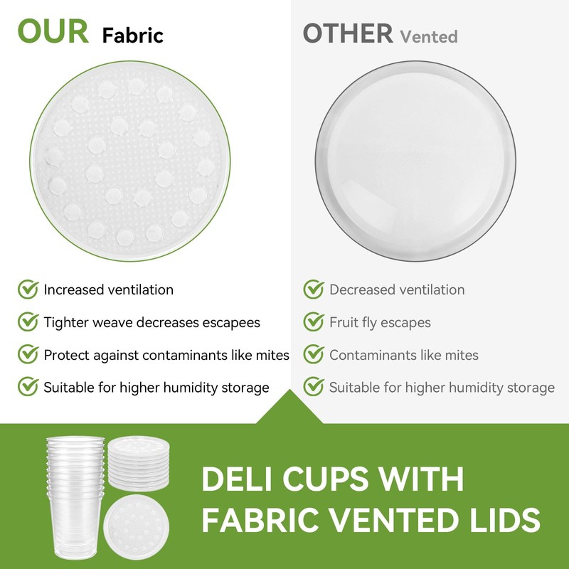 10 Pack 32 OZ Deli Cups with Fabric Vented Lids,