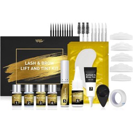 Kit de Levantamiento de Pestañas, 2-en-1 Cejas y Pestañas Lamination Perm Set 3D Cejas y Pestañas Perming Kit Semi-Permanente Curling Lifting Adecuado para el Salón de Casa y Uso Profesional (Negro, Kit elevador de pestañas)